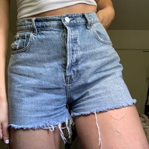 High waisted denim shorts